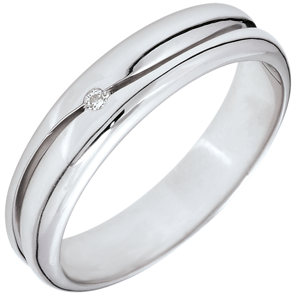 Bague Amour Alliance Homme Or Blanc Carats Diamant Carat