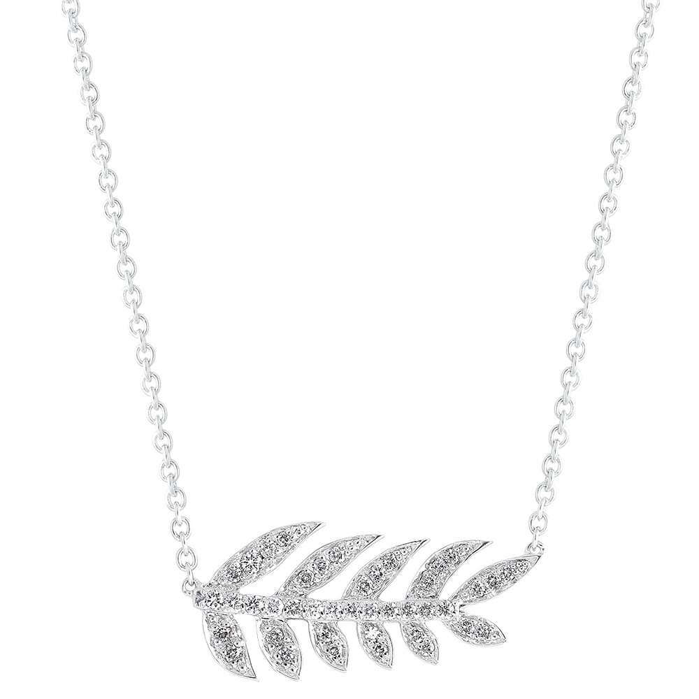 Collier Destin E Lauriers De Gloire Or Blanc Carats Et Diamants