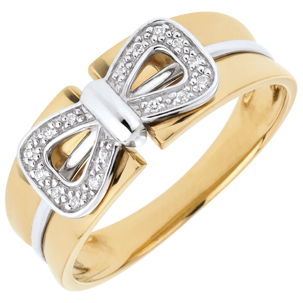 Bague Noeud Or Blanc Et Or Jaune Carats Diamant C