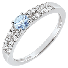 Anillo de Pedida Margot - aguamarina y diamantes 0.23 quilates - oro blanco 18 quilates
