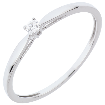 Bague Solitaire Roseau 0 04 Carat Or Blanc 18 Carats Bijoux Edenly