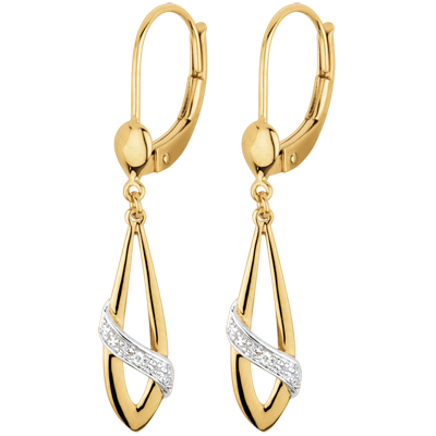 Poetic Earrings Two Golds Diamonds Edenly Jewelery