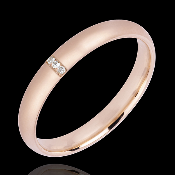 Alliance 3 mm « l’Atelier » 20169 - Or rose poli 18 carats - Standard - 3 diamants