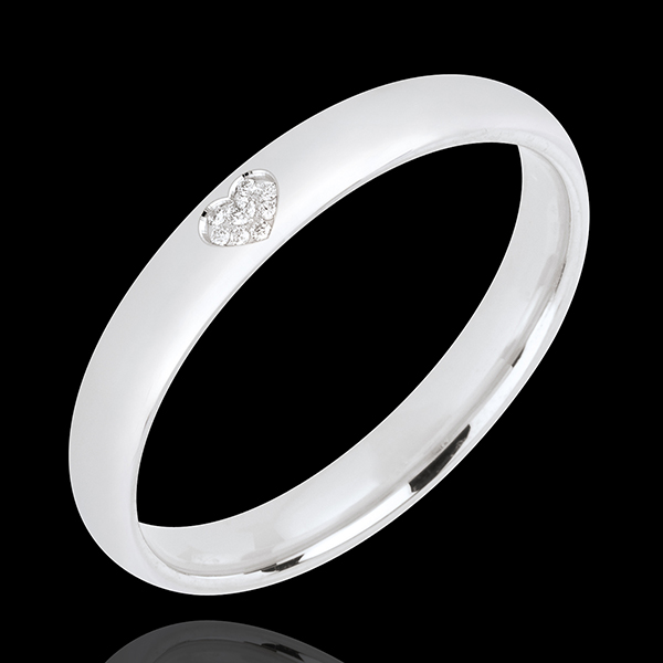 Wedding rings 3 mm « l’Atelier » 20253 - White gold polished 18 carats - Court - Heart motif