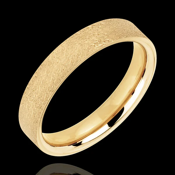 « L'Atelier » n. 20492 - Fede nuziale 4 mm Oro giallo spazzolato 18 carati (750) - Piatto