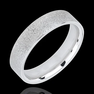 « L'Atelier » Nº20501 - Wedding rings 5 mm White gold brushed 18 carats - Ribbon