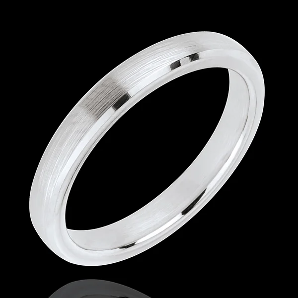 « L'Atelier » Nº20787 - Fede nuziale 3 mm Oro bianco rigato 18 carati - Bombato