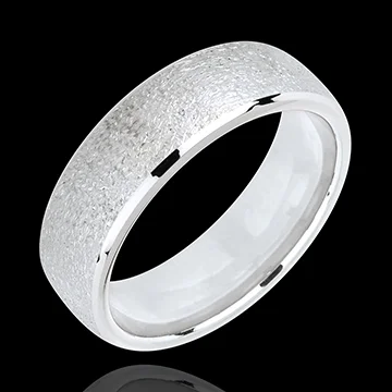 « L'Atelier » Nº32814 - Wedding rings 6 mm White gold brushed 9 carats - Angled Court