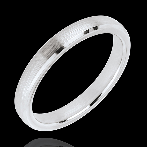 « L'Atelier » Nr. 20787 - Trauring 3 mm Weißgold längsmattiert 750 (18K) - Gewölbt