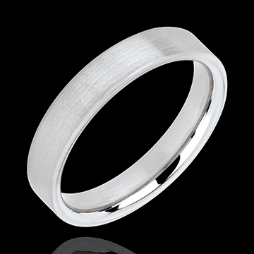 « L'Atelier » nr. 32476 - Trouwring 4 mm Witgoud canvas 9 karaat (375) - Band