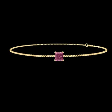« L'Atelier » Nº1012264 - Armband Gelbgold 375/-(9Kt) - Synthetischer Rubin Prinzess 0.3 Karat - Kette Venezianerkette