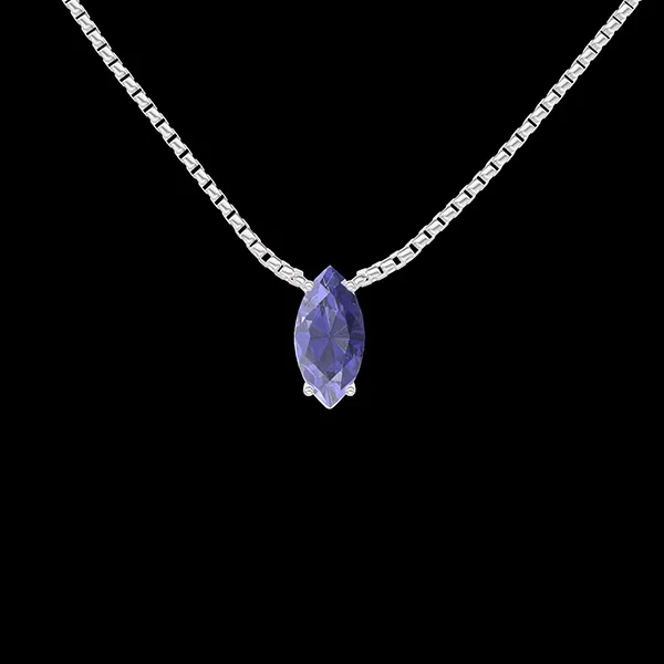 « L'Atelier » Nº1013450 - Collier Weißgold 375/-(9Kt) - Synthetischer Saphir Marquise 0.3 Karat - Kette Venezianerkette