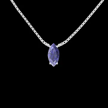 « L'Atelier » Nº1013450 - Collier Or blanc 9 carats - Saphir synthétique Marquise 0.3 carat - Chaîne Vénitienne