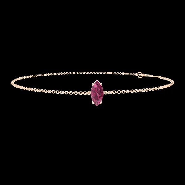 « L'Atelier » Nº178007 - Bracelet Pink gold 18 carats - Ruby Marquise 0.3 Carats - Chain Rolo