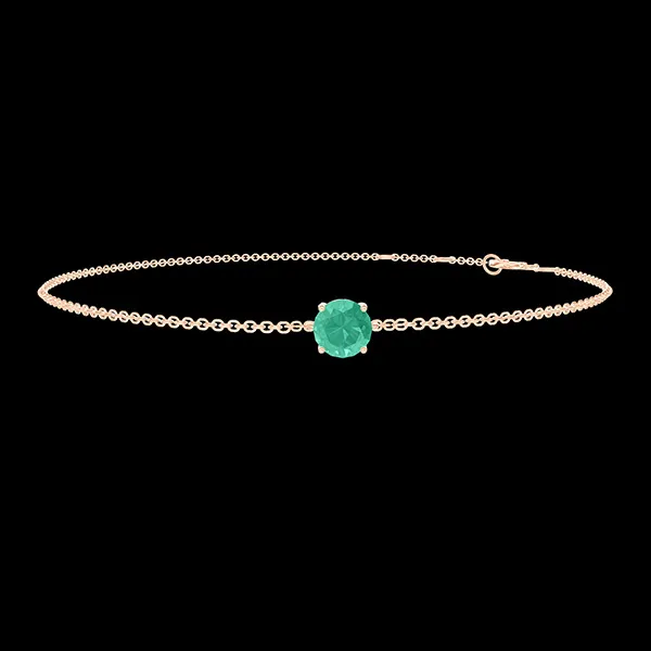 « L'Atelier » Nº178118 - Bracelet Pink gold 18 carats - Emerald round 0.3 Carats - Chain Rolo