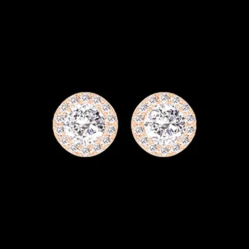« L'Atelier » Nº178264 - Earrings Pink gold 18 carats - Laboratory Diamond round 0.3 Carats (2 X) - Halo Laboratory Diamond