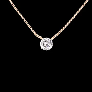 « L'Atelier » Nº178456 - Colier Aur roz 18 carate - Diamant rotund 0.3 carate - Lanţ Veneţian