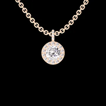 « L'Atelier » Nº181193 - Colgante Oro rosa 9 quilates - Diamante de laboratorio redondo 0.3 quilates - Halo Diamante de laboratorio - Engastado Diamante de laboratorio - Cadenas Esclavas