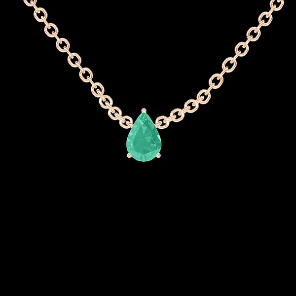 « L'Atelier » Nº181836 - Collier Roségold 750/-(18Kt) - Smaragd Tropfen 0.3 Karat - Kette Ankerkette