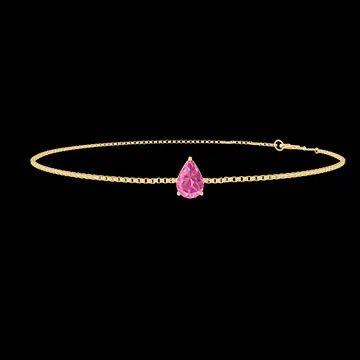 « L'Atelier » Nº188130 - Bracelet Or jaune 9 carats - Saphir rose Poire 0.3 carat - Chaîne Vénitienne