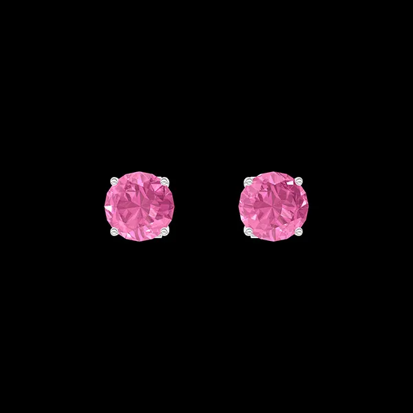 « L'Atelier » Nº188191 - Earrings White gold 18 carats - Pink Sapphire round 0.3 Carats (2 X)