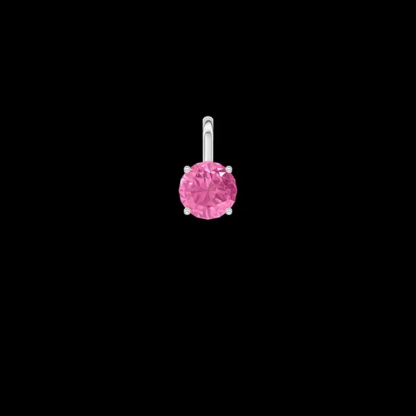 « L'Atelier » Nº189433 - Pendentif Or blanc 9 carats - Saphir rose Rond 0.3 carat - Pas de chaîne