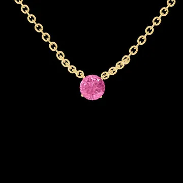 « L'Atelier » Nº189628 - Collier Gelbgold 750/-(18Kt) - Rosa Saphir rund 0.3 Karat - Kette Ankerkette