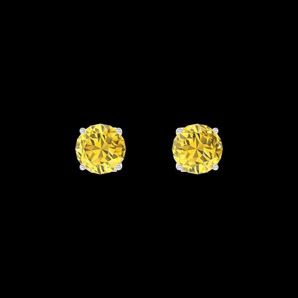 « L'Atelier » Nº194962 - Earrings White gold 18 carats - Yellow Sapphire round 0.3 Carats (2 X)