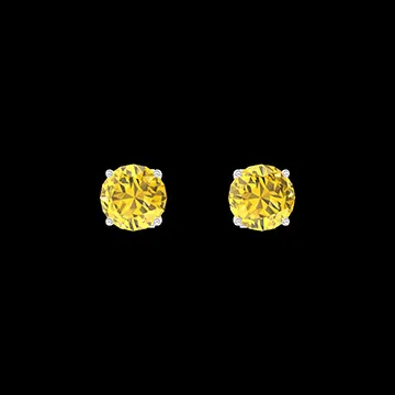 « L'Atelier » Nº194962 - Boucles d'oreilles Or blanc 18 carats - Saphir jaune Rond 0.3 carat (2 X)