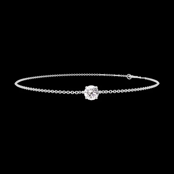 « L'Atelier » Nº200003 - Pulsera Oro blanco 18 quilates - Diamante redondo 0.3 quilates - Cadenas Esclavas