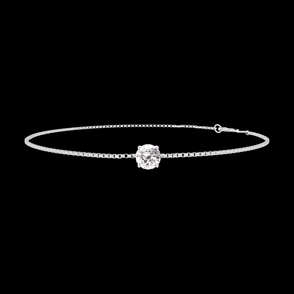 « L'Atelier » Nº200007 - Brăţară Aur alb 18 carate - Diamant rotund 0.3 carate - Lanţ Veneţian
