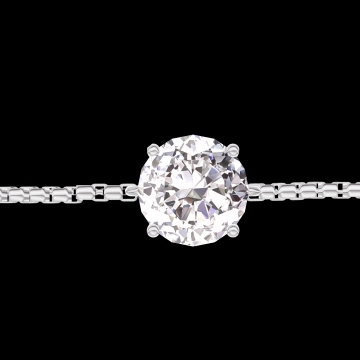 « L'Atelier » Nº200007 - Brăţară Aur alb 18 carate - Diamant rotund 0.3 carate - Lanţ Veneţian