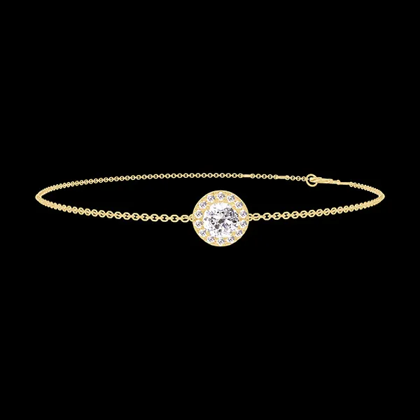 « L'Atelier » Nº200010 - Armband Geelgoud 9 karaat - Diamant rond 0.3 Karaat - Halo Diamant - Ketting Gourmet
