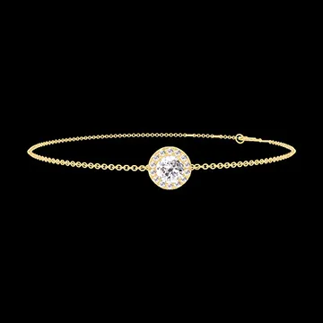 « L'Atelier » Nº200202 - Bracelet Or jaune 9 carats - Diamant synthétique Rond 0.3 carat - Halo Diamant synthétique - Chaîne Forçat