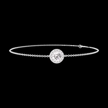 « L'Atelier » Nº200012 - Bracelet White gold 9 carats - Diamond white round 0.3 Carats - Halo Diamond white - Chain Rolo
