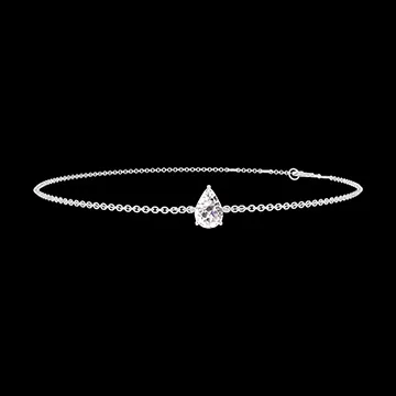 « L'Atelier » Nº200131 - Bracelet Or blanc 18 carats - Diamant Poire 0.3 carat - Chaîne Forçat