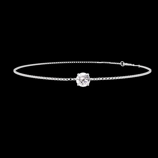 « L'Atelier » Nº200200 - Pulsera Oro blanco 9 quilates - Diamante de laboratorio redondo 0.3 quilates - Cadenas Veneciana
