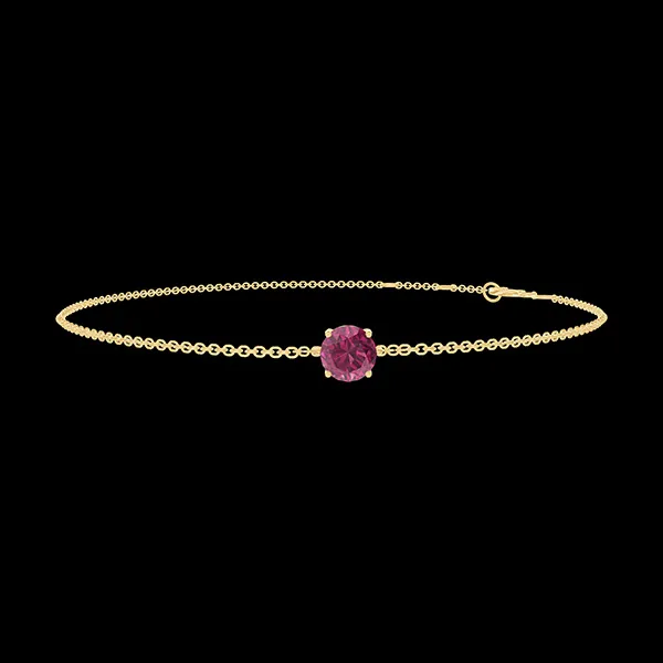 « L'Atelier » Nº200385 - Bracelet Or jaune 18 carats - Rubis Rond 0.3 carat - Chaîne Forçat