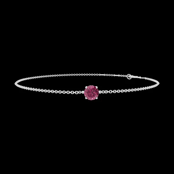 « L'Atelier » Nº200388 - Armband Witgoud 9 karaat - Robijn rond 0.3 Karaat - Ketting Gourmet