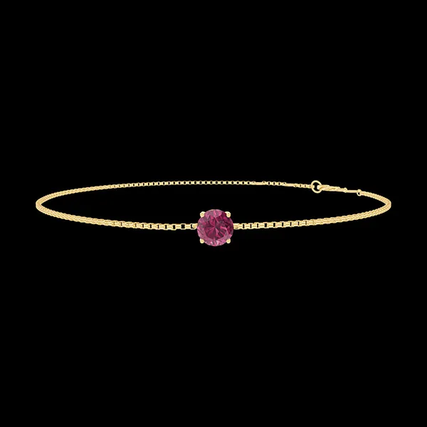 « L'Atelier » Nº200389 - Bracelet Or jaune 18 carats - Rubis Rond 0.3 carat - Chaîne Vénitienne