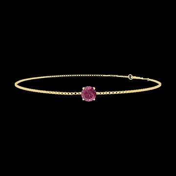 « L'Atelier » Nº200390 - Armband Geelgoud 9 karaat - Robijn rond 0.3 Karaat - Ketting Venetiaans