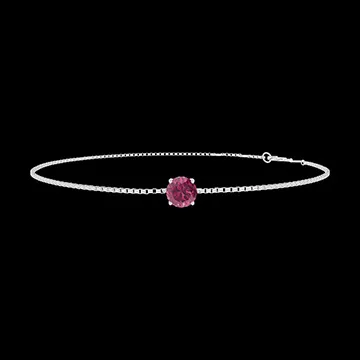 « L'Atelier » Nº200392 - Bracelet White gold 9 carats - Ruby round 0.3 Carats - Chain Venetian