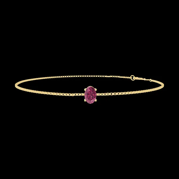 « L'Atelier » Nº200486 - Bracelet Yellow gold 9 carats - Ruby Oval 0.3 Carats - Chain Venetian