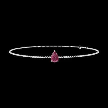 « L'Atelier » Nº200519 - Bracelet Or blanc 18 carats - Rubis Poire 0.3 carat - Chaîne Vénitienne