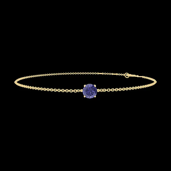 « L'Atelier » Nº200577 - Bracelet Or jaune 18 carats - Saphir bleu Rond 0.3 carat - Chaîne Forçat