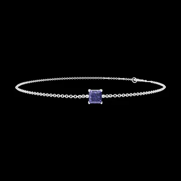 « L'Atelier » Nº200612 - Bracelet Or blanc 9 carats - Saphir bleu Princesse 0.3 carat - Chaîne Forçat
