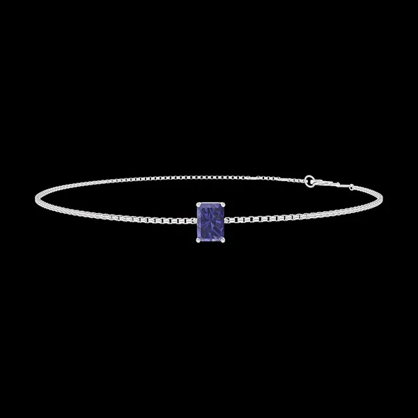 « L'Atelier » Nº200647 - Bracelet White gold 18 carats - Blue Sapphire Baguette 0.3 Carats - Chain Venetian