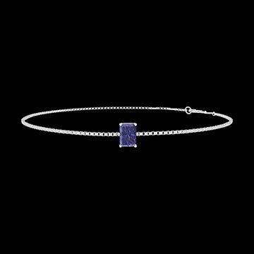 « L'Atelier » Nº200647 - Bracelet Or blanc 18 carats - Saphir bleu Rectangle 0.3 carat - Chaîne Vénitienne