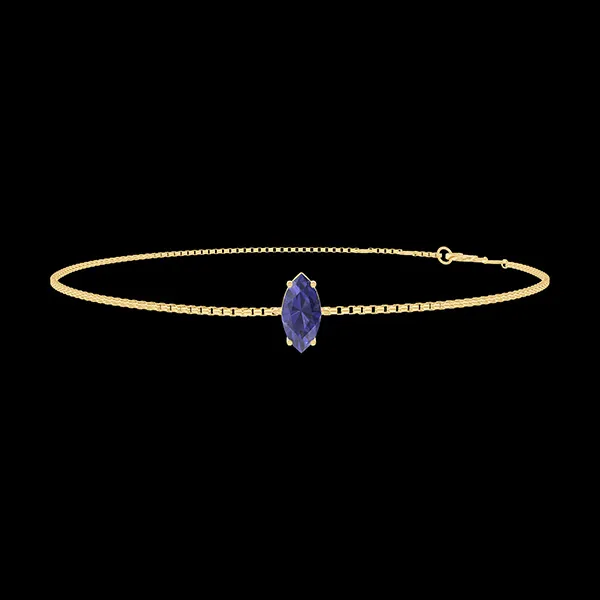 « L'Atelier » Nº200742 - Bracelet Yellow gold 9 carats - Blue Sapphire Marquise 0.3 Carats - Chain Venetian