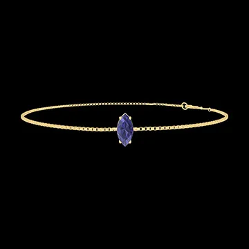 « L'Atelier » Nº200742 - Armband Gelbgold 375/-(9Kt) - Blauer Saphir Marquise 0.3 Karat - Kette Venezianerkette